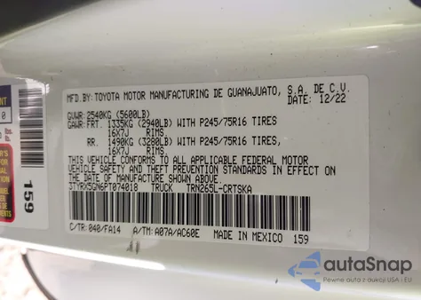 2023 Toyota Tacoma Access Cab/Sr/Sr5 из США, поврежденный, VIN 3TYRX5GN6PT074018